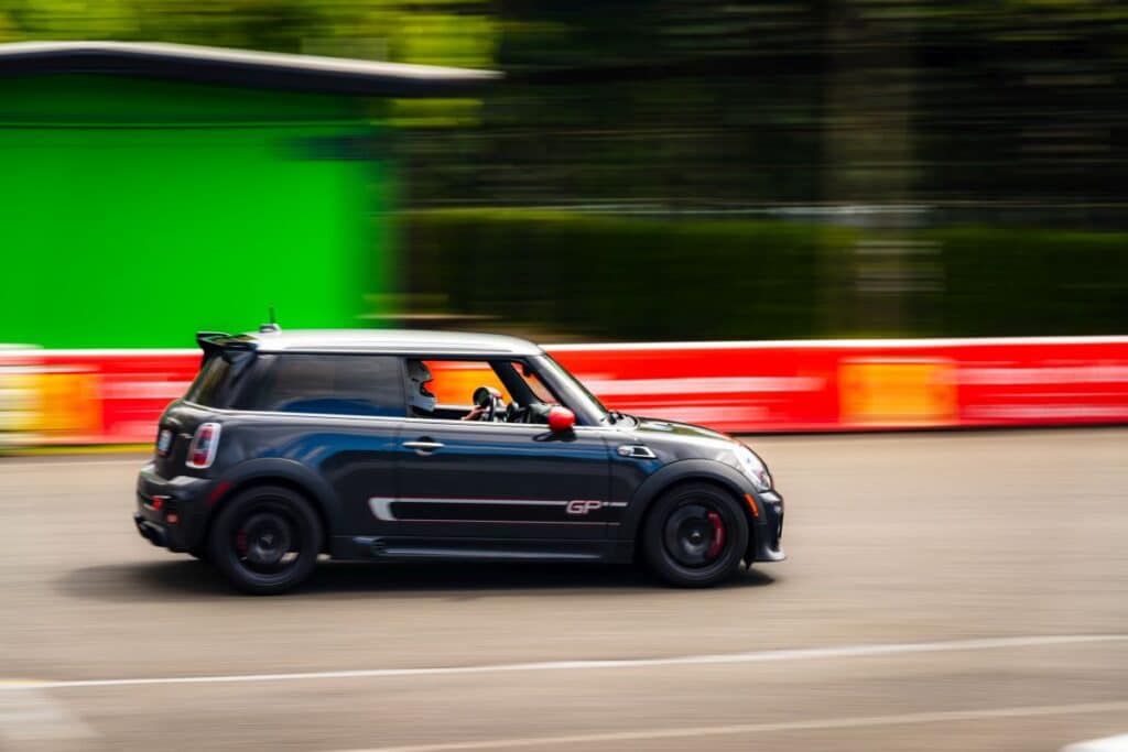 mini-cooper on performance driving course