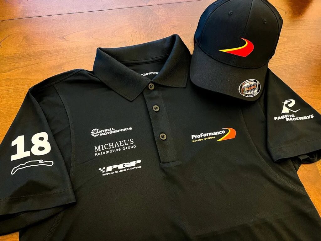 Polo shirt and hat from ProFormance Racing School