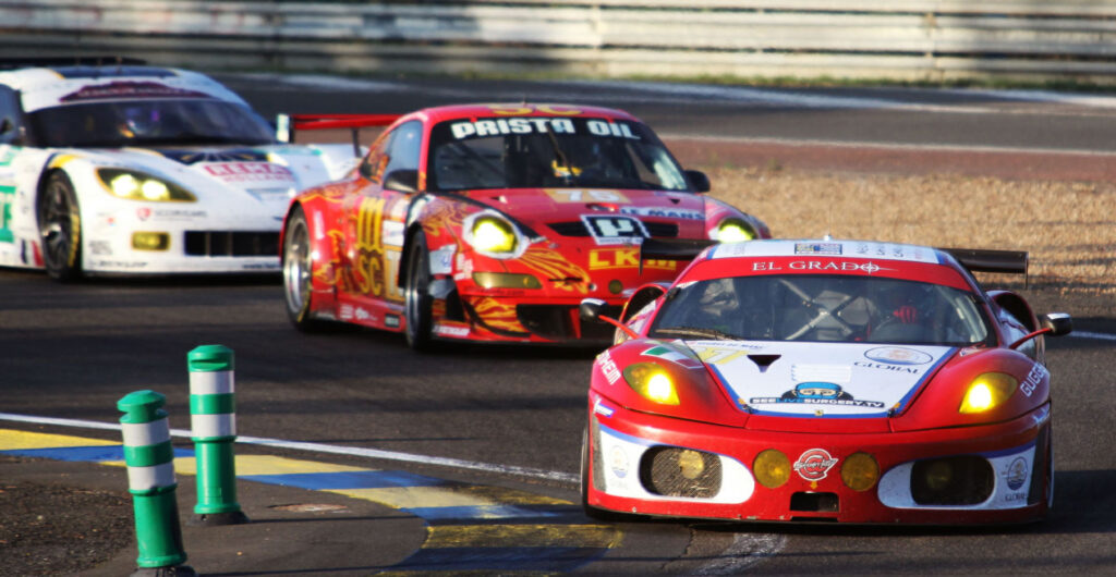 Ferrari on race track at Le Mans, France 2009